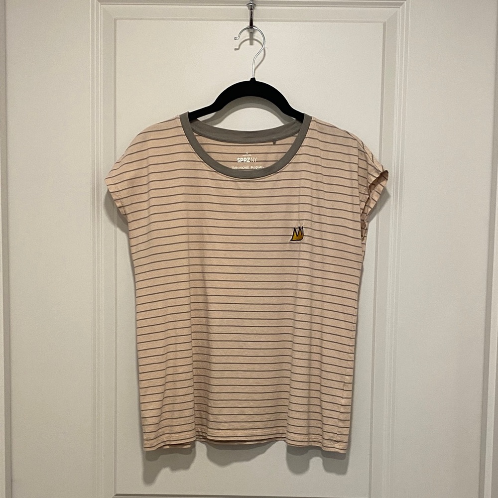 Striped Soft Pink and Gray T-Shirt